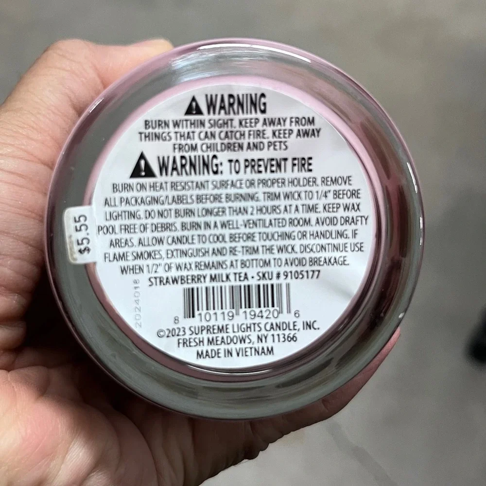 Fresh Strawberry Milk Tea Scented Candle 12oz Bubble‎ Tea Collection Kawaii Boba
